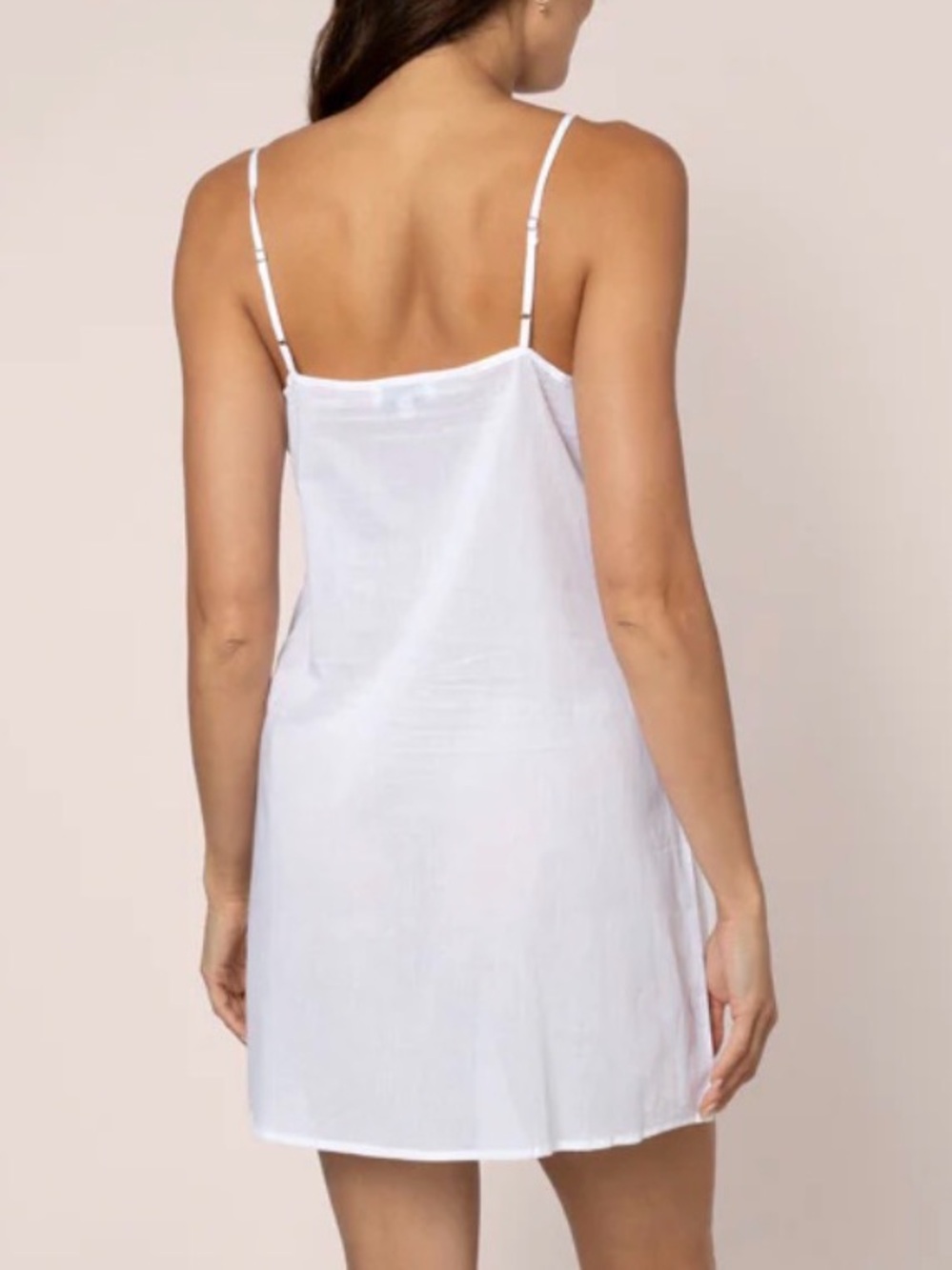 Juliet Dunn London White Cotton Slip Dress Chemise V-Neck Lightweight Small - Picture 3 of 11